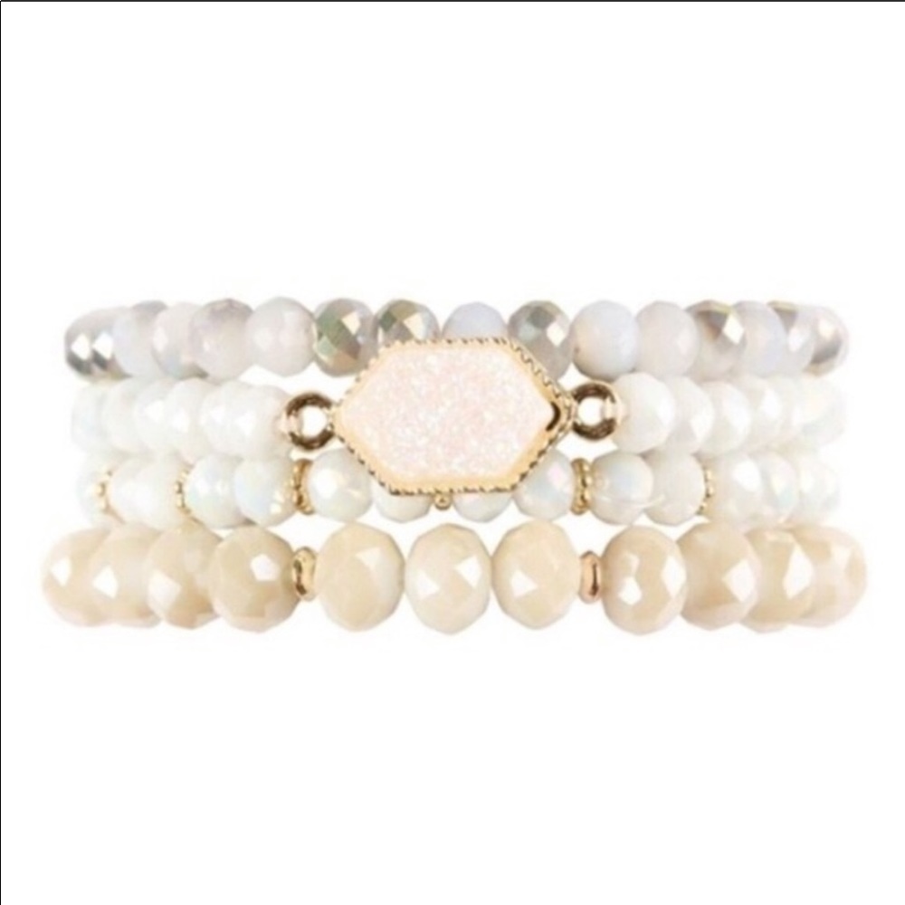 NWT. Opalite quartz pave druzy glass bracelets - Picture 3 of 3